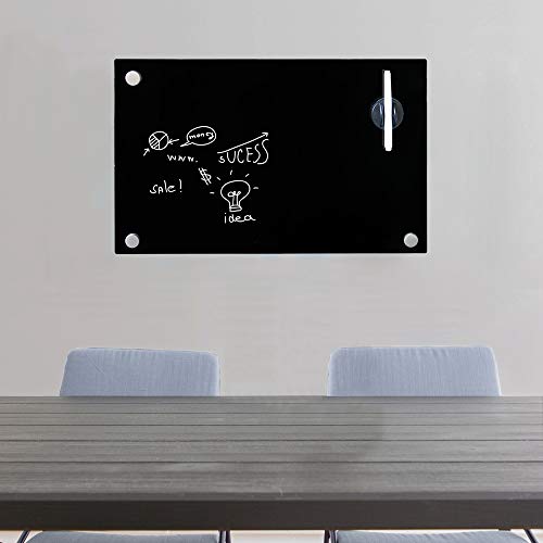 V2Aox Tableau Magnétique en Verre Conseil Tableau Blanc 2 Couleurs Incl. Accessoires, Couleur/taille:Schwarz 60 x 40 cm Cover