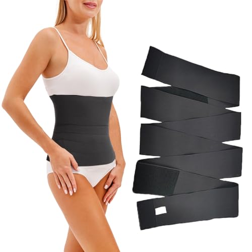 PIKAIZOM Waist Trimmer Belt for Women Plus Size - Long Torso Tummy Wrap & Postpartum Support, Sweatproof Latex Shaper for Daily Use, Adjustable Gym Slimming with Back Roll Control (Black)