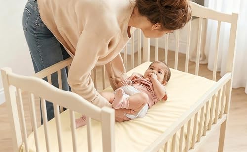 Image of 4 Pack Stretchy Bassinet Sheets 20 inch x 35 inch Compatible with Newton, Ezebaby, Angelbliss, AMKE(3 in 1) & Other Large Bedside Sleeper - Soft Breathable Fitted Bassinet Sheets - Light Floral Yellow