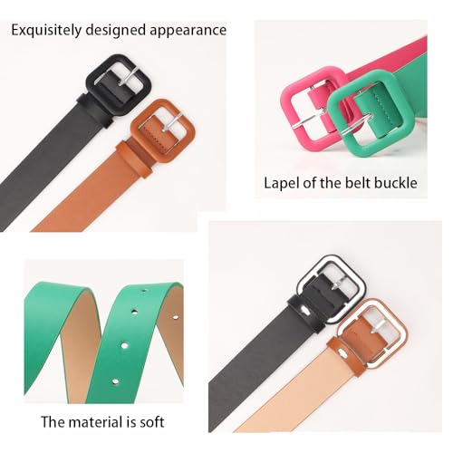 Belts for Women Candy Color Fashion Square Buckle Belt Jeans Dresses Pants Ladies Waist Belt3