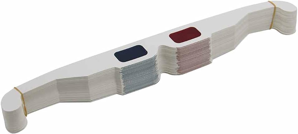 Happy Trees 50 Pairs - FLAT- 3D Glasses Red and Cyan WHITE Frame Anaglyph Cardboard (Set of 50)