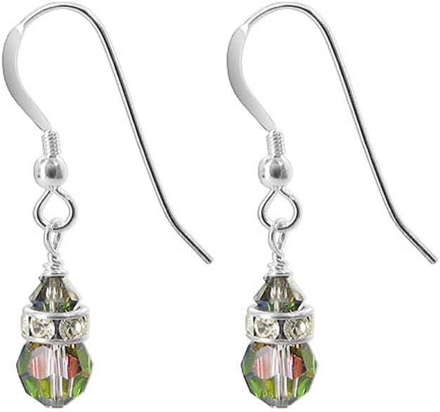 Austrian Crystals with Rondelle .925 Sterling Silver Drop Earrings