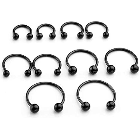 JSDDE 10pcs Stainless Steel Nose Ring Set Cover
