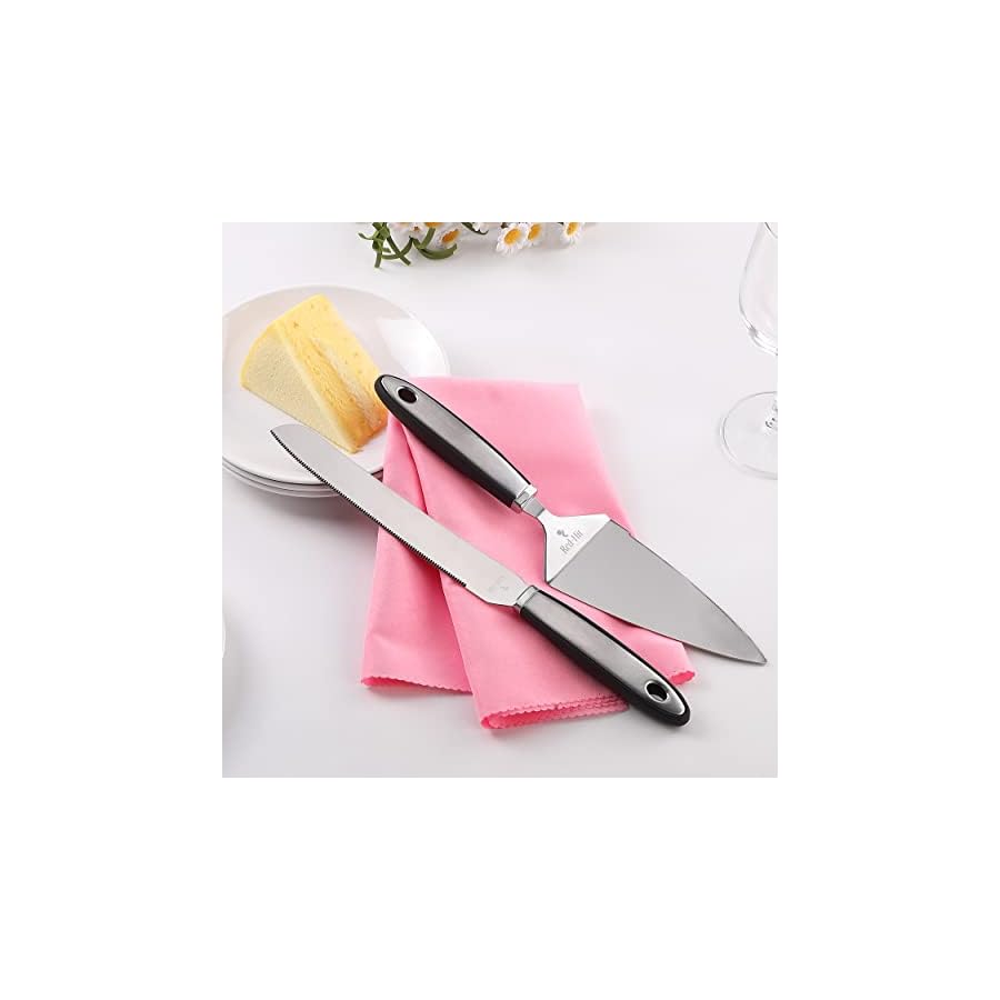 Red-Hit-Cake-Knife-Cutter-and-Spatula-For-Cakes-Pie-Pastry-And-Baked-Goods-Wedding-Cake-Cutting-Server-Cake-Knife-and-Server-Spatula-Cake-Server-Set RED-HIT Cake Cutting Set for Wedding Cake Knife and Server Set, Cake Cutter and Pie Spatula, Cake Server and Knife Set of 2 with Thickened Stainless Steel, Wedding Cake Cutting Set for Birthday