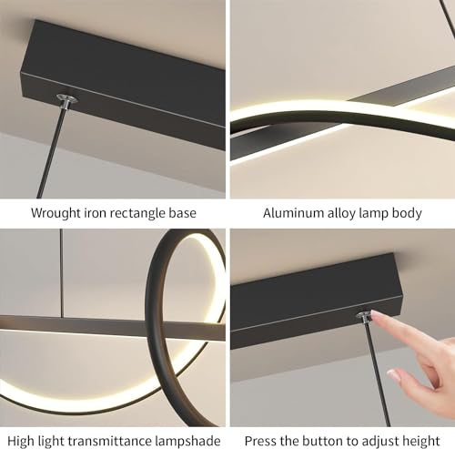 Lustre moderne à LED avec télécommande et intensité variable en aluminium - 5