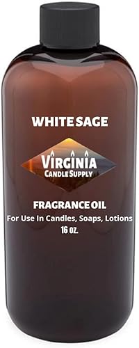 Aceite aromático de salvia blanca (nuestra versión de la marca) (botella de 16 onzas) para fabricación de velas, fabricación de jabón, fabricación