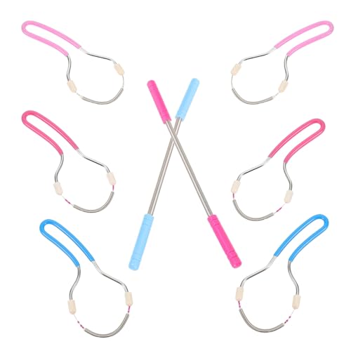 CIYODO Depiladora Facial de Acero Inoxidable 8 Piezas Multicolor (rosa, Azul, Fucsia) con Resorte para Depilación Precisa de Cara, Labios, Mentón y Cuello, Herramienta Portátil