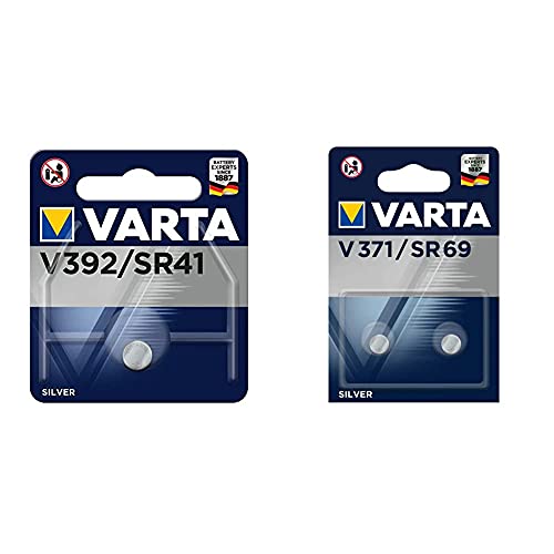 Varta 38509 Sr41 (392) - Batteria A Bottone Ossido D'Argento-Zinco 1 55 V & V371 371101402 - Pila A Bottone, 1,55V, 44Mah - Sr69/Ag6/Lr920/371/Sr920/171 /V32 - Confezione Da 2 Pile