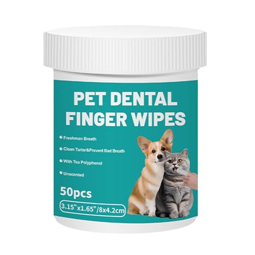 犬の歯のクリーニング用フィンガーワイプ、ペットの歯のクリーニング用フィンガーワイプ - 犬のブラッシング用歯クリーナーワイプ 50 枚 | さわやか歯磨きシート、家庭用、食後、アウトドア、旅行用ペット用品