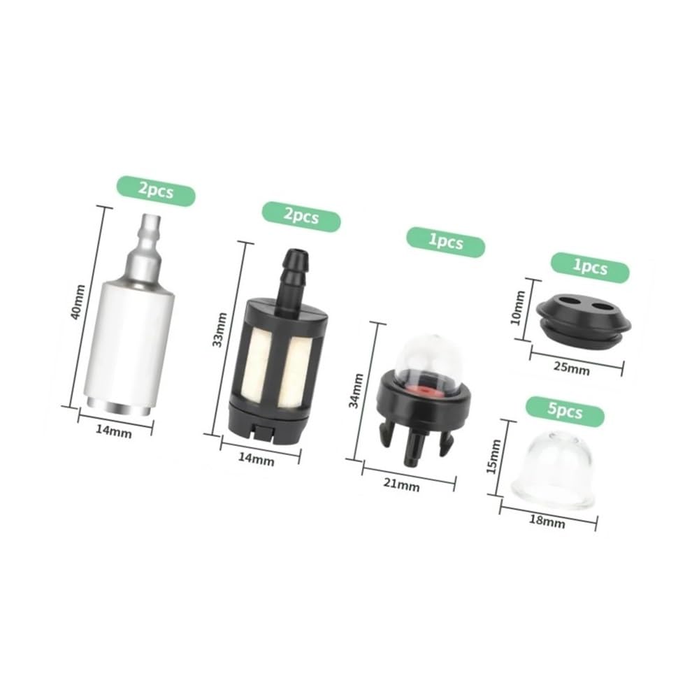 Kit de 20 Abrazaderas for Manguera de Filtro de Combustible (2x3,5 mm, 2,5x5 mm, 3x5 mm, 3x6 mm). Compatible con Piezas for cortacésped y Herramientas de jardín.