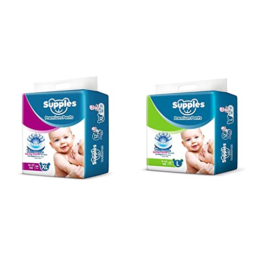 Image of Supples Baby Pants Diapers, X-Large, 54 Count&Supples Baby Pants Diapers, Large, 62 Count