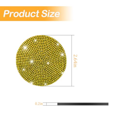 Image of Osilly Bling Car Cup Holder Coaster, 2 Pack Crystal Rhinestone Anti-Slip Insert Coasters, Universal 2.75 Inch Fashion Automotive Cup Mat, Car Interior Accessories Decor Gifts for Women (Yellow)
