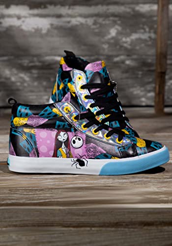 Adult Nightmare Before Christmas Sally Shoes | Officially Licensed Disney High Top Patchwork Women's Sneakers2