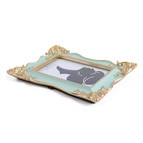 Sikoo Vintage Picture Frame 4X6 Antique Ornate Picture Frame Green Unique Photo Frame, Tabletop And Wall Hanging Display With High Definition Glass Front,Wall Decor Art, Photo Gallery(Green) #TOP6