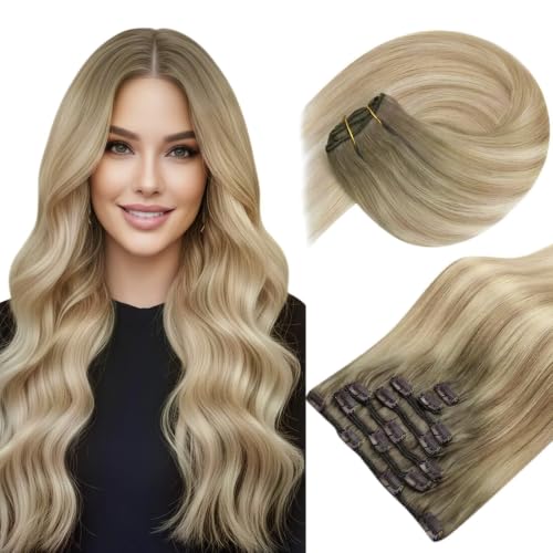 Sunny Hair Clip in Hair Extensions Real Human Hair Ombre 22 Inch 150g
