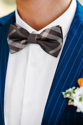 Image of HISDERN Bow Ties for Men Pretied Bowties Classic Formal Business Bow Tie Adjustable Tuxedo Bowtie for Wedding Party