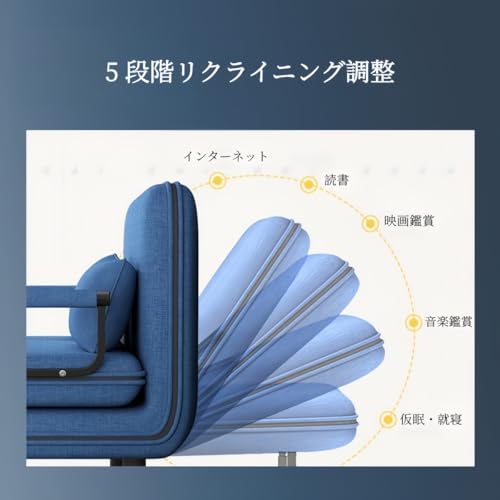 Luminary Aether3WAY 多機能ソファーベッド 折りたたみ式 省スペース 5 段階リクライニング 2 人掛けラウンジチェア 幅 65/80/100/120/150cm× 奥行 190cm 補助脚付き 一人暮らし・来客用ゲストベッドに最適 モダンなリビングソファ (グリーン,65幅*190 cm) [4]