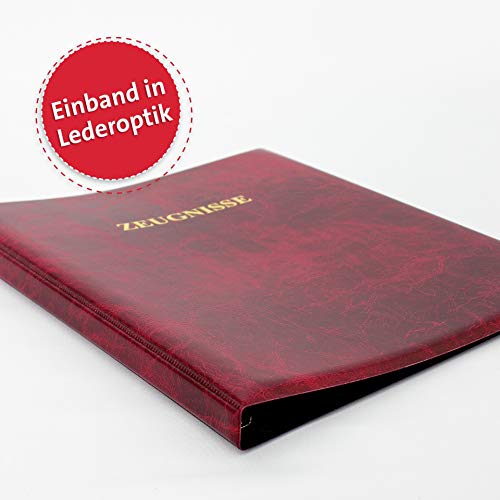 ROTH Zeugnismappe Dunkelrot - mit 12 A4 Klarsichthüllen, dokumentenecht - Dokumentenmappe