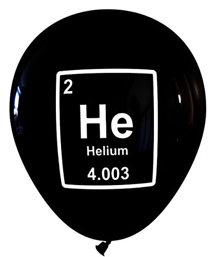 Mad Science Party Balloons - Helium Periodic Table Element (16 pcs, Deluxe 2-Sided) by Nerdy Words (Black)