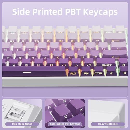 Image of ZORNHER ZH100 Wireless Mechanical Keyboard,98% Purple Creamy Keyboard with Number Pad,Full Size Gaming Keyboard,Lighted Up PBT Dipped Keycaps,KKT Red Switches