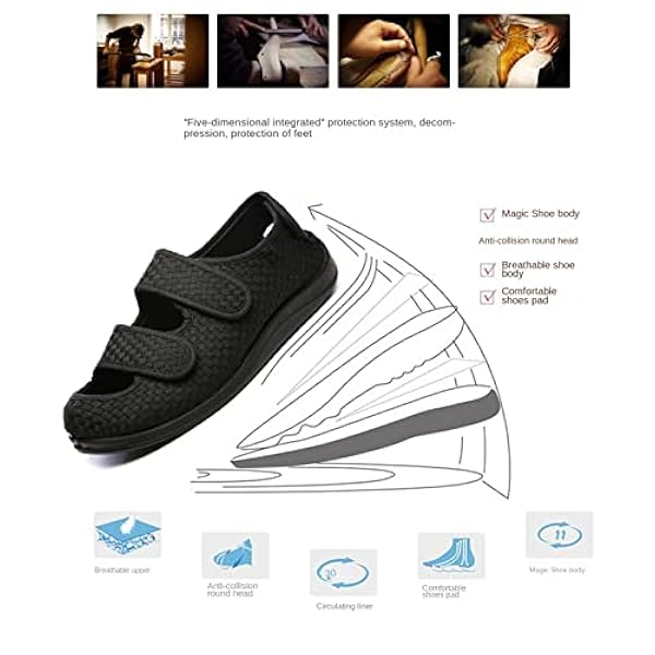 EIASER Zapatillas para Diabéticos Hombres, Calzado Ortopédico Extra Ancho, Zapatos Antideslizantes para Caminar para Ancianos con Cierre Ajustable para Ancianos Zapatos,Café,41EU