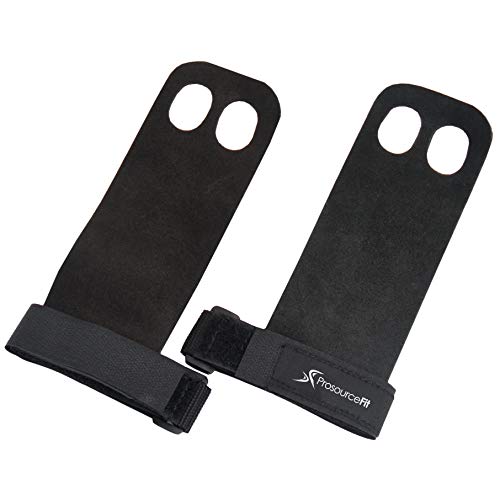 Image of ProsourceFit Gymnastics Hand Grips PU Leather Pair for Pull-Ups, Weight Lifting and Kettlebell Exercises