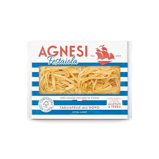 Agnesi Tagliatelle all’Uovo - Pasta all’Uovo Festaiola, Confezione in Carta FSC, 250 Grammi