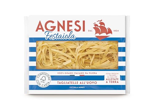 Agnesi Tagliatelle all’Uovo - Pasta all’Uovo Festaiola, Confezione in Carta FSC, 250 Grammi