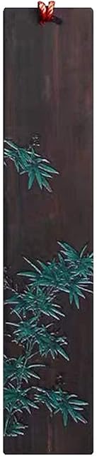 Purple Sandalwood Bookmark Color Painting Bamboo Engraving Pattern Tassel Creative Bookmark for Page Marker Art Craft Decoration
