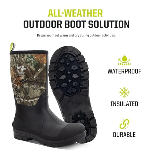 Western Chief Men's 365 Neoprene Waterproof Rain Boots – Durable Rubber Boots with Anti-Slip Outsole and Cold-Weather Protection2