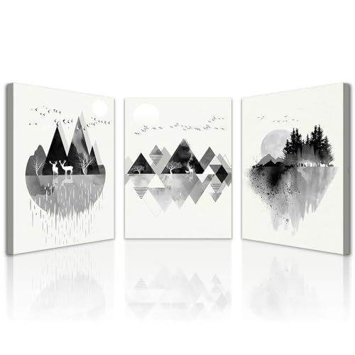 Lapremoly Black And White Geometry Wall Art - 3 Piece
