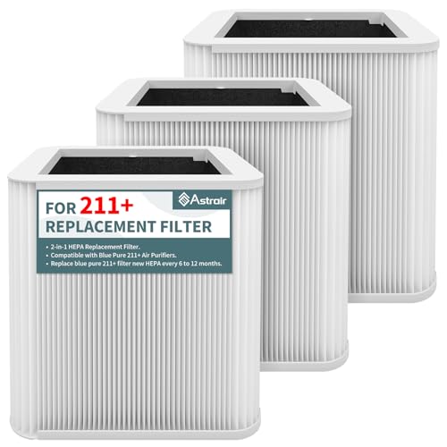 Image of 3-Pack Replacement Filter Compatible with Blue Pure 211+ Air Purifier, H13 True HEPA Replacement Filters Foldable Particle and Odor-Reducing Filter
