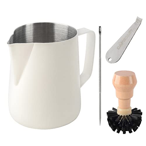 Espresso Milk Frothing Pitcher 20Oz - Cafemasy Milky White Color Stainless Steel Espresso Machine Accessories Steaming Pitcher Milk Jug For Coffee Cappuccino Latte Art (600Ml) #TOP9