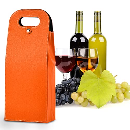 2 Bottle Wine Carrier Tote Gift Bag, Reusable Leather Champagne Carrier Bag Box Holder, Leather Wine Gift Box
