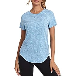 Wayleb Camiseta Deportivo Mujer Camiseta de Manga Corta Camiseta Holgada de Secado Rápido Camisetas de Malla Mujer Yoga Fitness Top Ropa Deportiva Entrenamiento Atlético