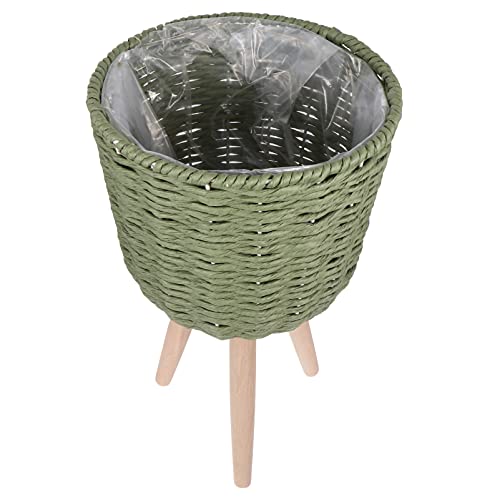ifundom 1 Pieza Puesto De Flores De Madera Maceteros Tejido Decoración Al Aire Libre Jardineras Al Aire Libre Interior Decoración De Plantas Exterior Patio Esquina Maceta El Plastico Verde
