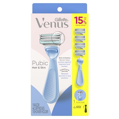 Gillette Venus for Pubic Hair and Skin, Bikini Razors for Women, Women's Razor Handle + 4 Blade Refills - image 9