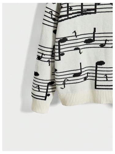 Image of WDIRARA Women's Goth Cartoon Pattern Sweater Long Sleeve Crewneck Knit Pullover Top