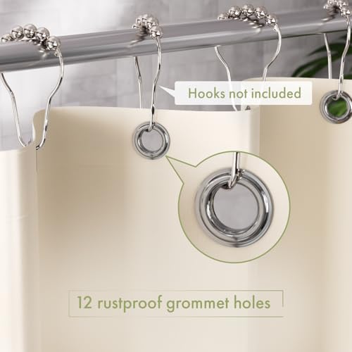 Image of AmazerBath Shower Curtain Liner, 72x72 Beige Shower Curtain Liners, Lightweight Plastic Shower Liner, Cute PEVA Waterproof Cream Shower Curtains for Bathroom with 3 Magnets and 12 Grommets