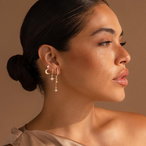 GWH 6 PCS Silver Earrings for Women Trendy - Trendy Hypoallergenic Stud Hoop Cartilage Hypoallergenic Earrings Set Small Stacks Cute Studs Dangle Earring Dainty Silver Jewelry Gift for Women by GWH - Used condition - Image 3