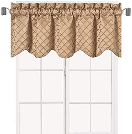 Royal Hotel Diamond Window Valance, Scalloped Decorative Design Lined Valance Window Curtain, 52x17 inches, Gold image 4