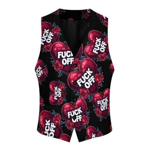 Fuck Off Men's Suit Vests Business Formal Dress V-Neck Waistcoat Tops with 2 Pockets4