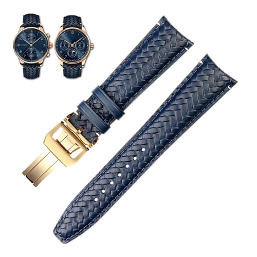 Bracelet montre homme en cuir bleu 22mm adapté aux boîtiers IW503312