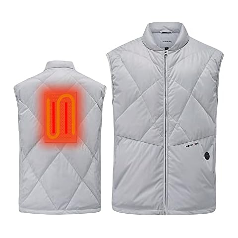 MOUNT TEC Mens Water Repellent Heated Down Jacket Winter Heating Down Vest Warm Down Waistcoat, Grey, Large Cover