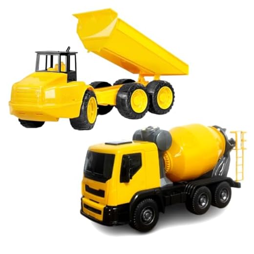 Kit Caminhão Betoneira Giratória e Carrinho Caçamba de Areia Brinquedo Infantil Cenários de Obras Brincando na Terra