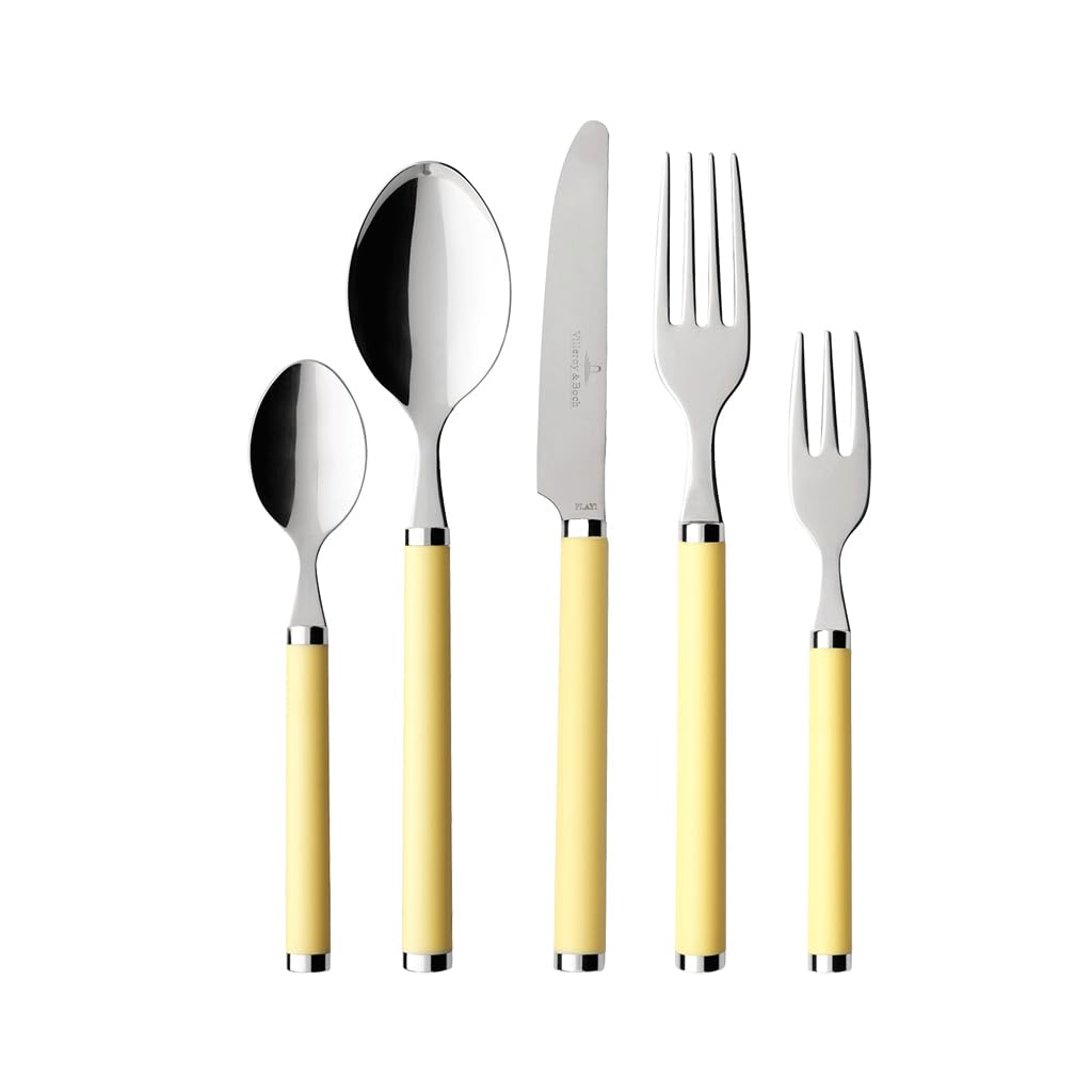 Villeroy & Boch Yellow Play! Sunny Day Cutlery For Up To 6 People, 30 Pieces, Stainless Steel, Plastic Handle