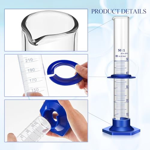 Image of 5PCS Graduated Cylinder Measuring Cylinder Thick Glass Lab Cylinders Glass Graduated Cylinder Glass Measuring Cylinder(50ML)