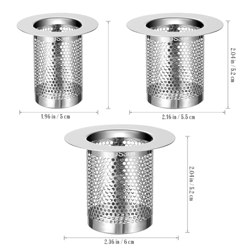 Colador para lavabo y bañera en acero inoxidable DOITOOL 3 piezas miniatura 3
