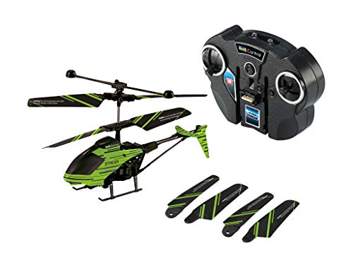 Revell 23829 RC Helikopter mit Fernbedienung Streak, Gyro, 2-Kanal IR-Fernsteuerung, Indoor-Flugmodell, mit Glow-in-The-Dark Effekt Hubschrauber Ferngesteuerter Heli, Grün, 15 cm