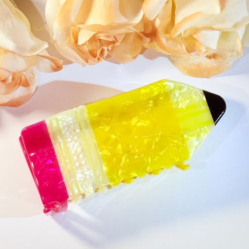 Pinza para el cabello estilo lápiz color amarillo para mujeres, resistente para cabello grueso, ideal para regalo a maestras miniatura 7